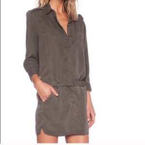 ETIENNE MARCEL Los‎ Angeles Dress Women's Size XS Snap Button Denim Mini Olive